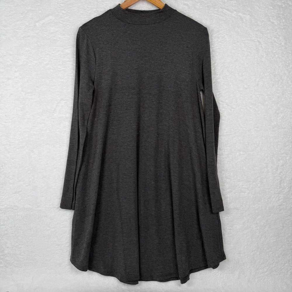 Zenana Premium Tunic Dress Womens Medium Gray Mock Neck‎ Long Sleeve RD-1703P